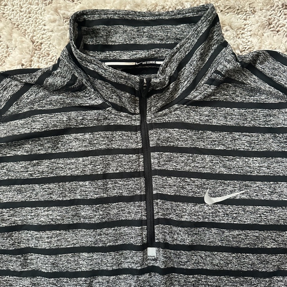 Nike Black and Gray Striped Quarter-Zip Pullover - Picture 3 of 5